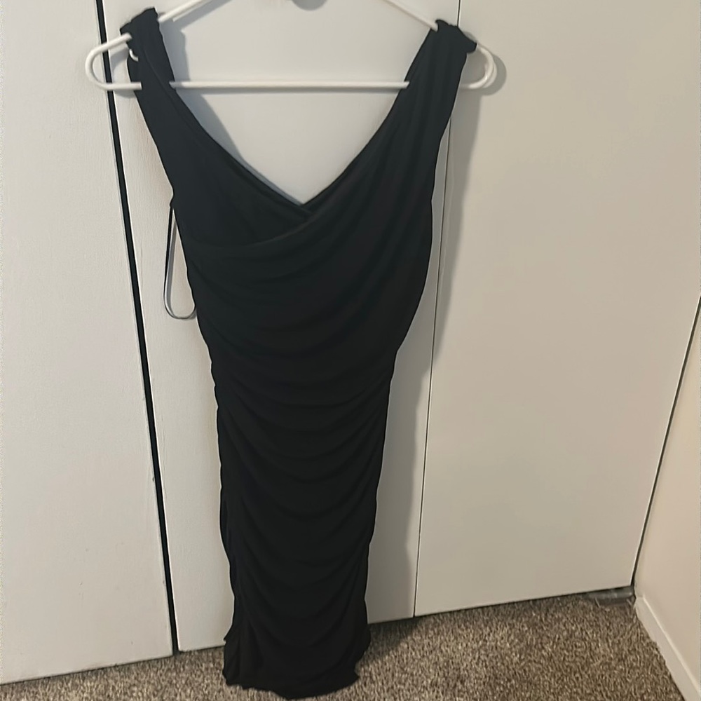 Express black ruched dress NWT